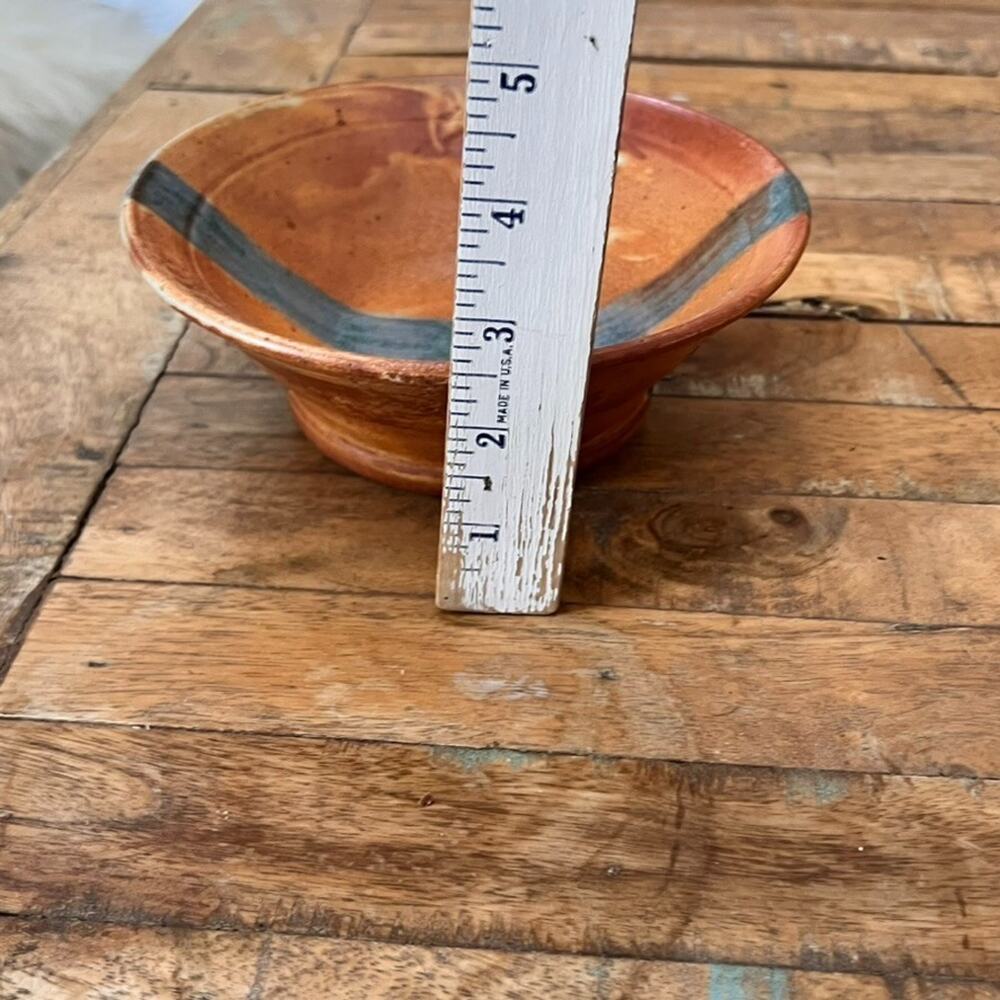 Art Studio Pottery Bowl Warm Tones Single Stripe MCM 6.75" - Picture 11 of 16